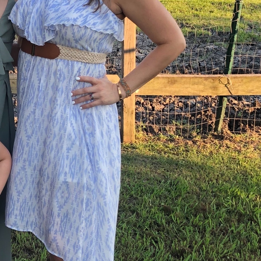 I.N. San Francisco Light Blue and White Midi Dress